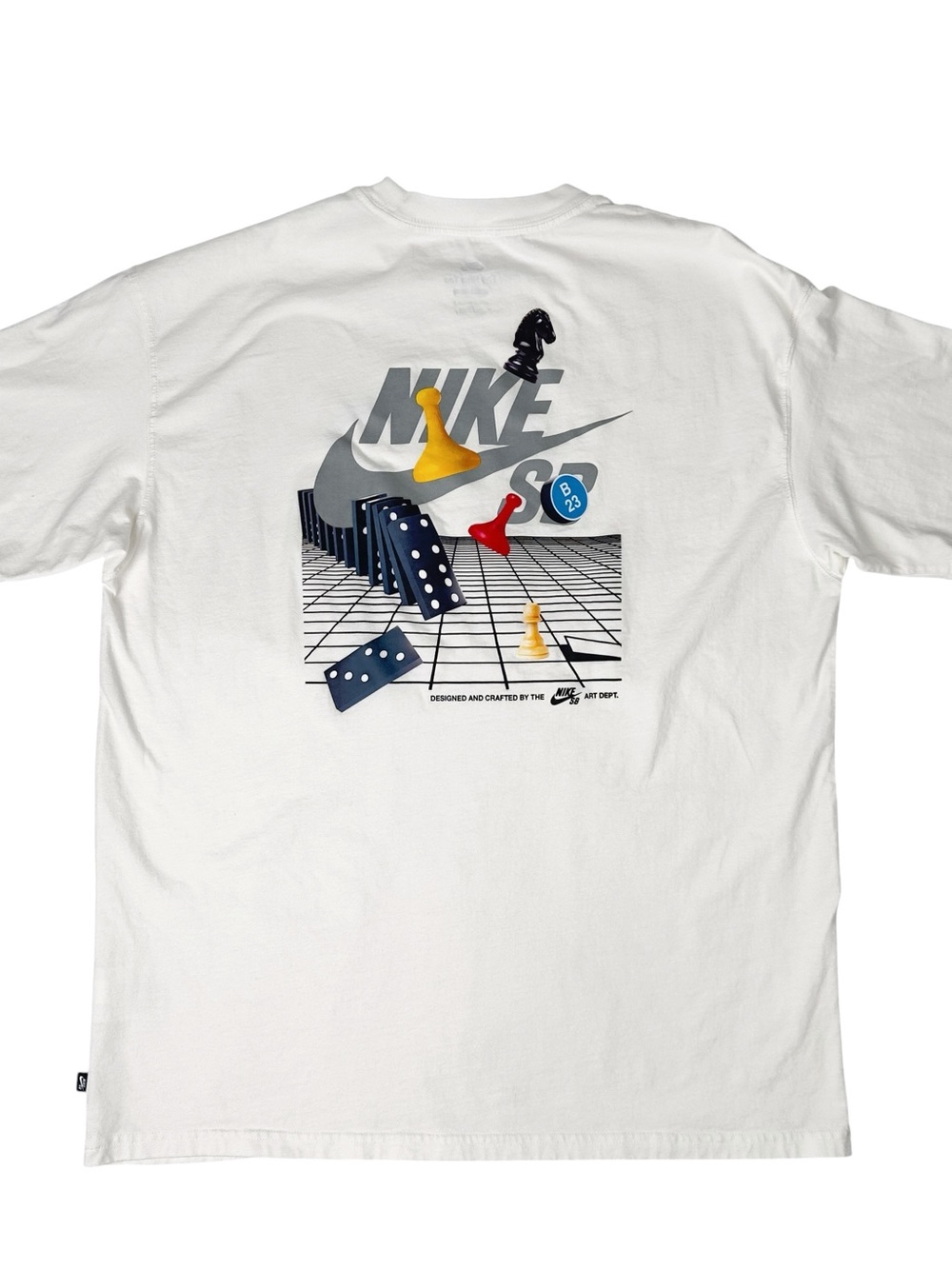 Nike SB Muni Board Game T-Shirt Mens L White Skateboarding Loose Fit